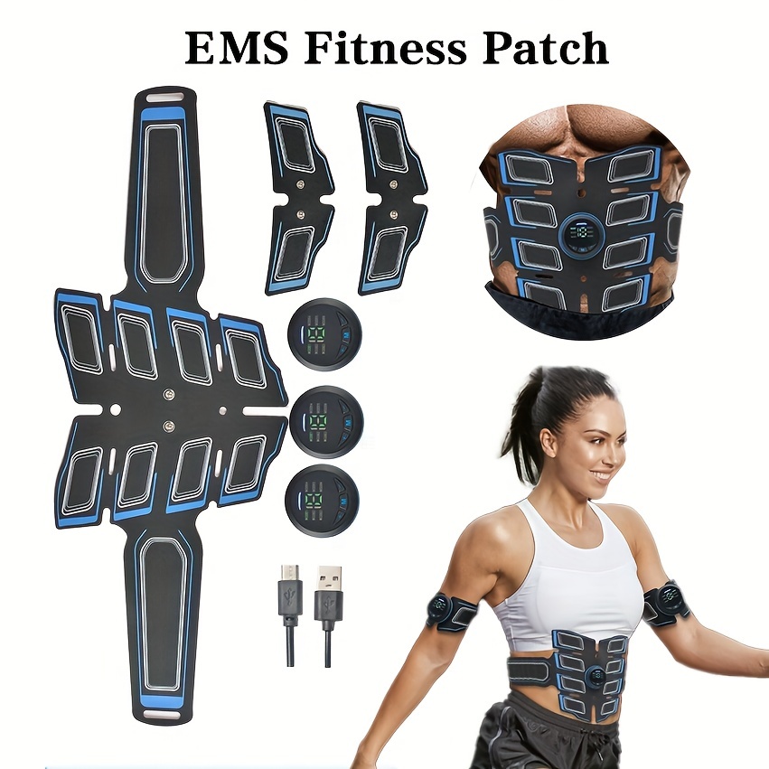 Estimulador EMS de 3 uds, estimulador muscular eléctrico para entrenamiento  con estimulador de abdomen y estimuladores de brazo/pierna/cadera, máquina