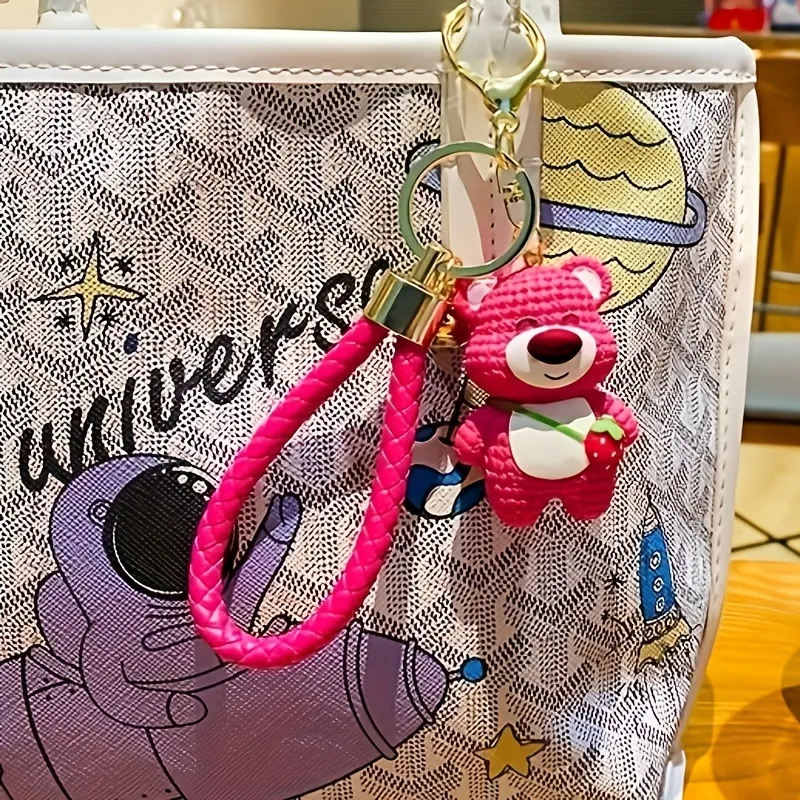 Bear Charm Keychain Cartoon Key Ring Cute Bag Accessory Car