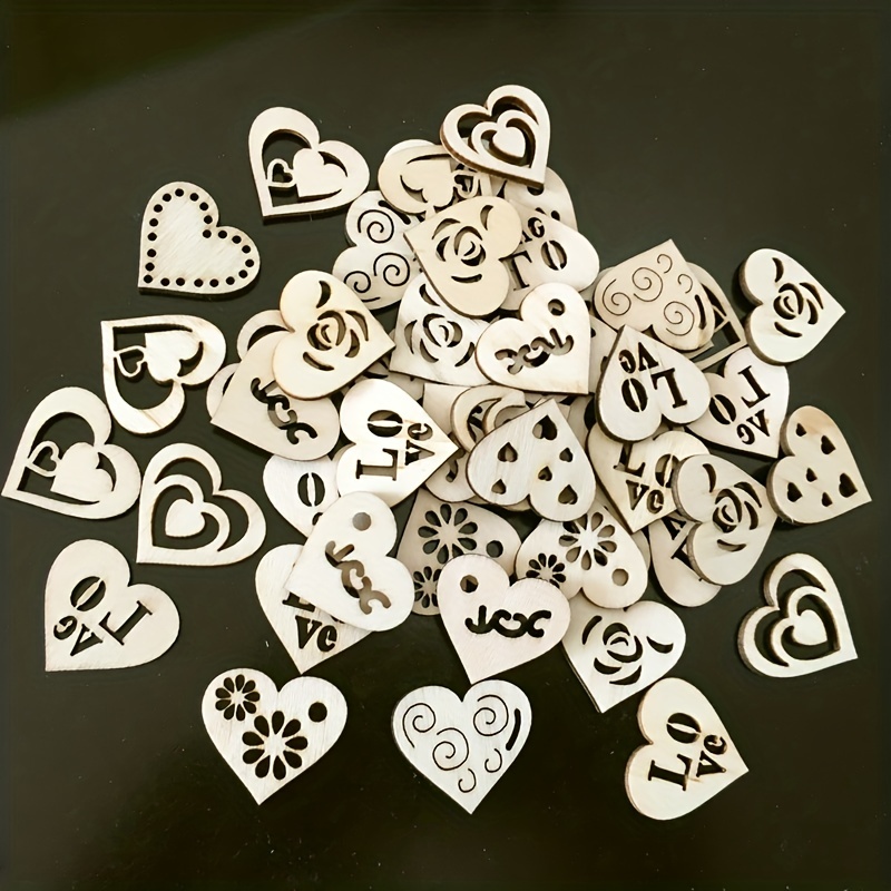 10pcs Love DIY Wooden Chips Blank Labels Heart Decor Rustic Wedding  Decorations， Heart Shape Ornaments， DIY Wooden Heart Crafts