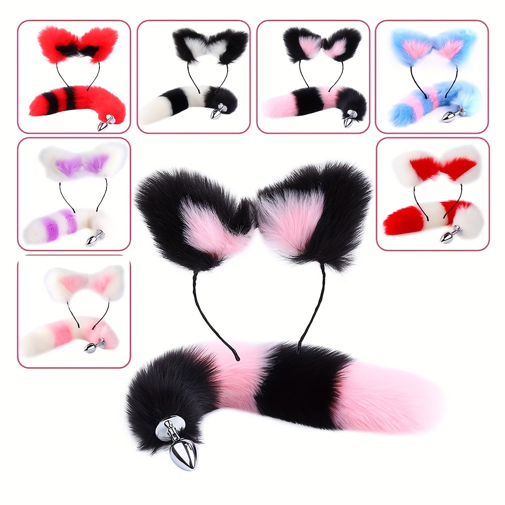 Sex Toys Set Pointed Butt Plug Tail and Cat Ear Fluufy Tail Cospray Sex Toys For Men And Women