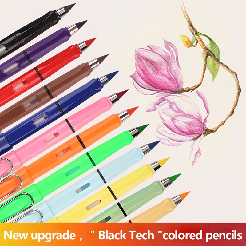 6 Pcs multicolour, Inkless Pencils Eternal, Everlasting Pencil Replaceable  Head, Infinite Pencil, Inkless Pen, Technology Unlimited Writing Eternal  Pencil No Ink, Magic pencil drawing is not easy to break straight pencil,  students