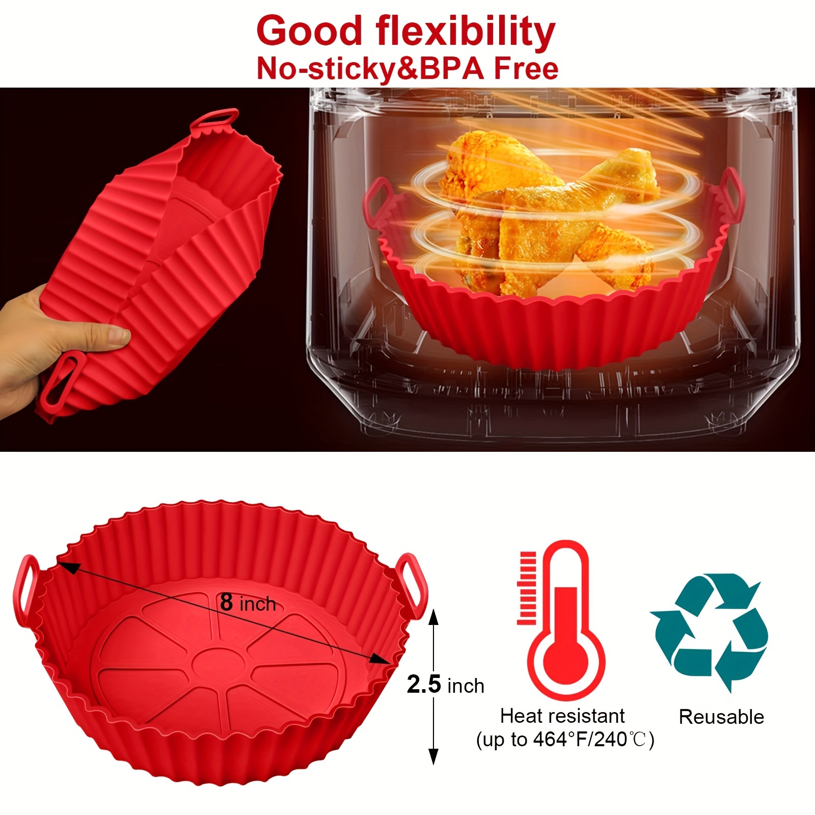 Reusable Silicone Air Fryer Liner - Non-stick Baking Tray For Oven And Air  Fryer - Easy Cleaning And Durable - Perfect For Baking, Cooking, And Food  Storage - Temu