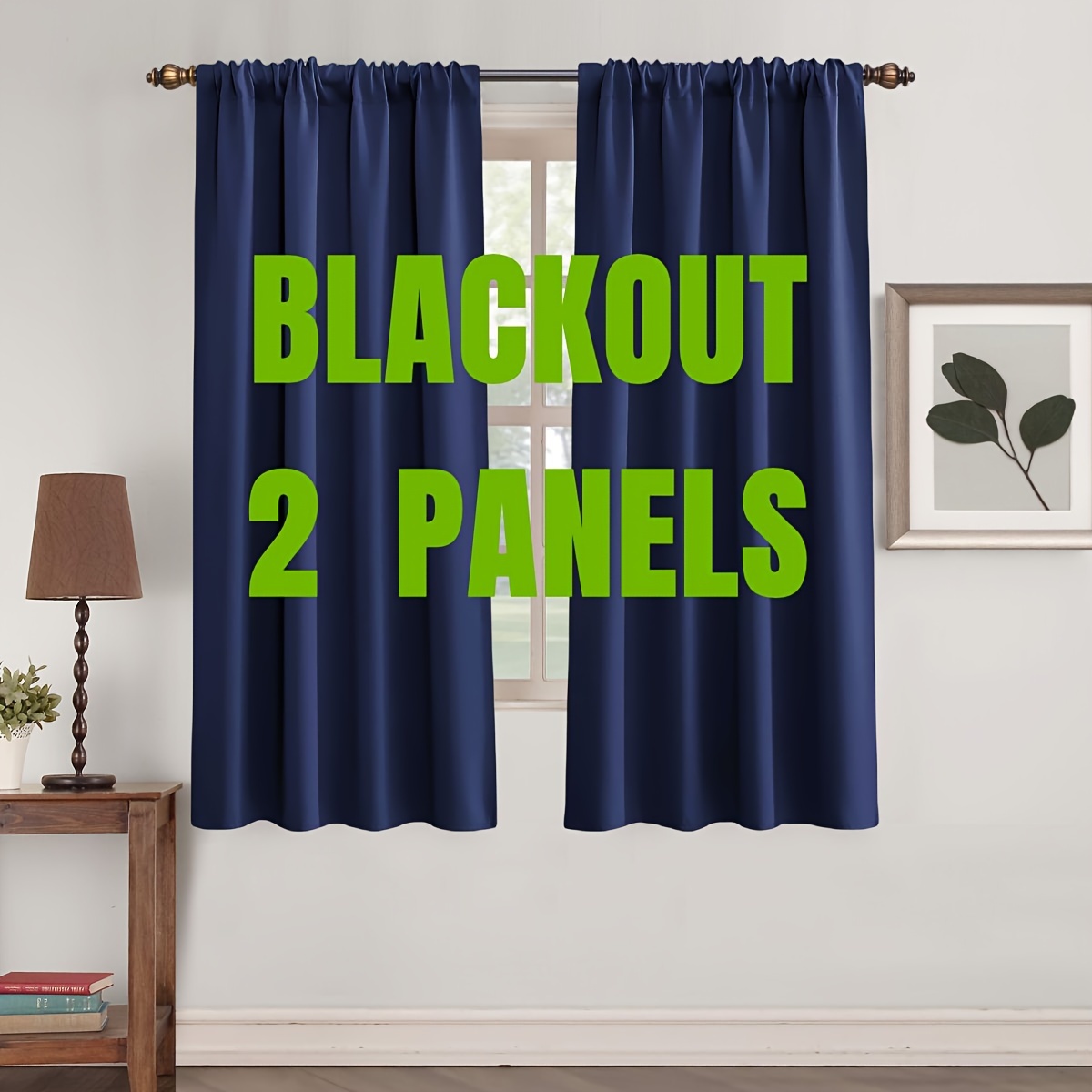 

2 Panels Blackout Curtains Room Insulation Darkening Noise Reduction Curtains Rod Pocket Curtains For Bedroom Living Room Office Home Decor