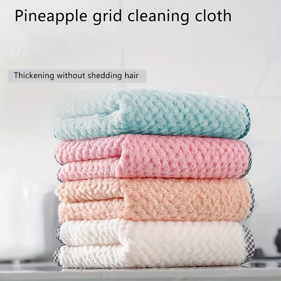5/10Pcs/Set Thickened Double-layer Absorbent Microfiber Kitchen Dish  Clothes Non-stick Oil Household Cleaning Clothes Wiping Towel Home Kitchen  Tool With Random Color