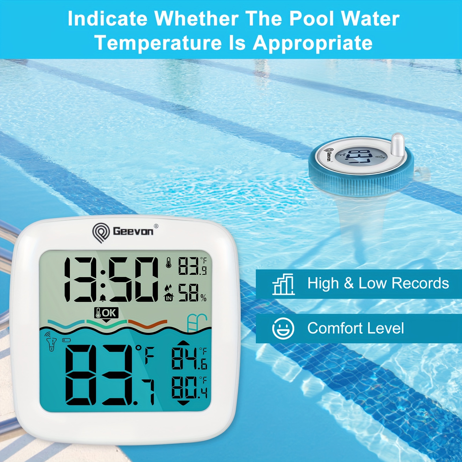 Wireless Pool Thermometer Floating Easy Read,digital Pool Thermometer  Wireless With Indoor Temperature Humidity Monitor, 3 Channels For Swimming  Pool, Bath Water, Small Ponds - Temu