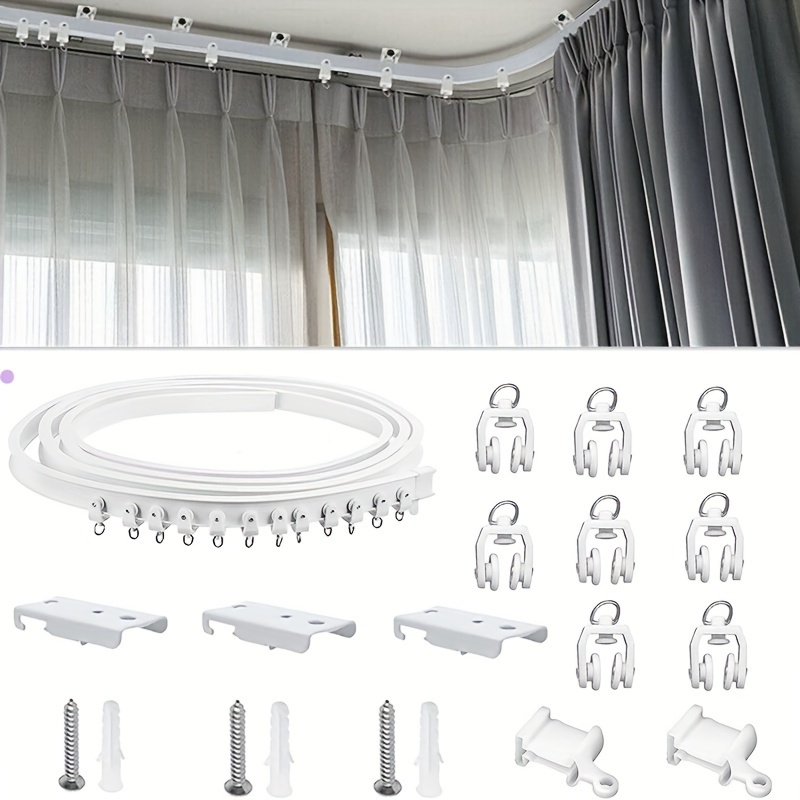 Rieles de cortina de aleación de aluminio para montaje en techo o pared,  rieles de cortina resistentes para sala de estar, dormitorio, divisor de