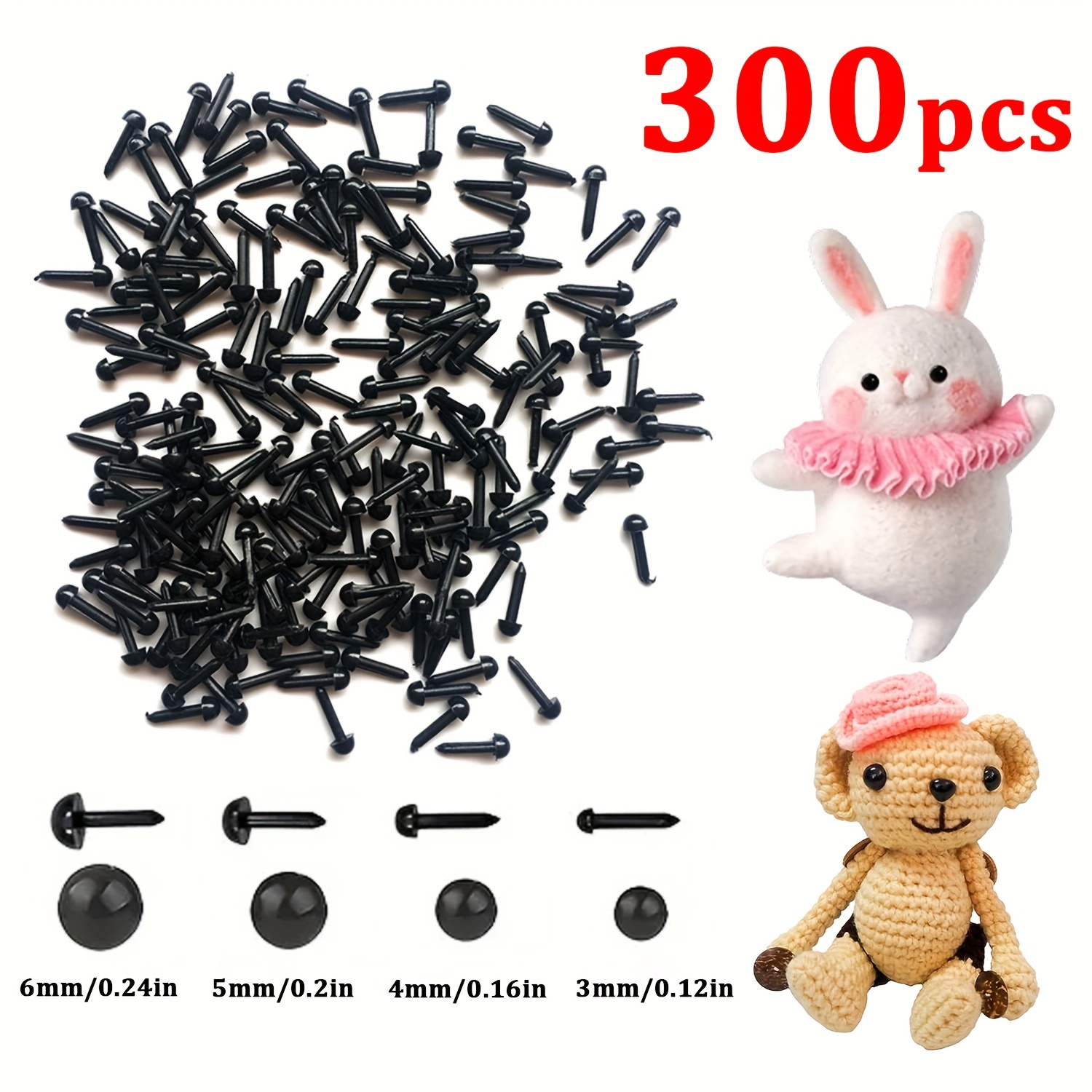 Ojos de seguridad de plástico de tamaño mixto para juguetes Amigurumi,  4,5mm -15mm, a elegir - AliExpress