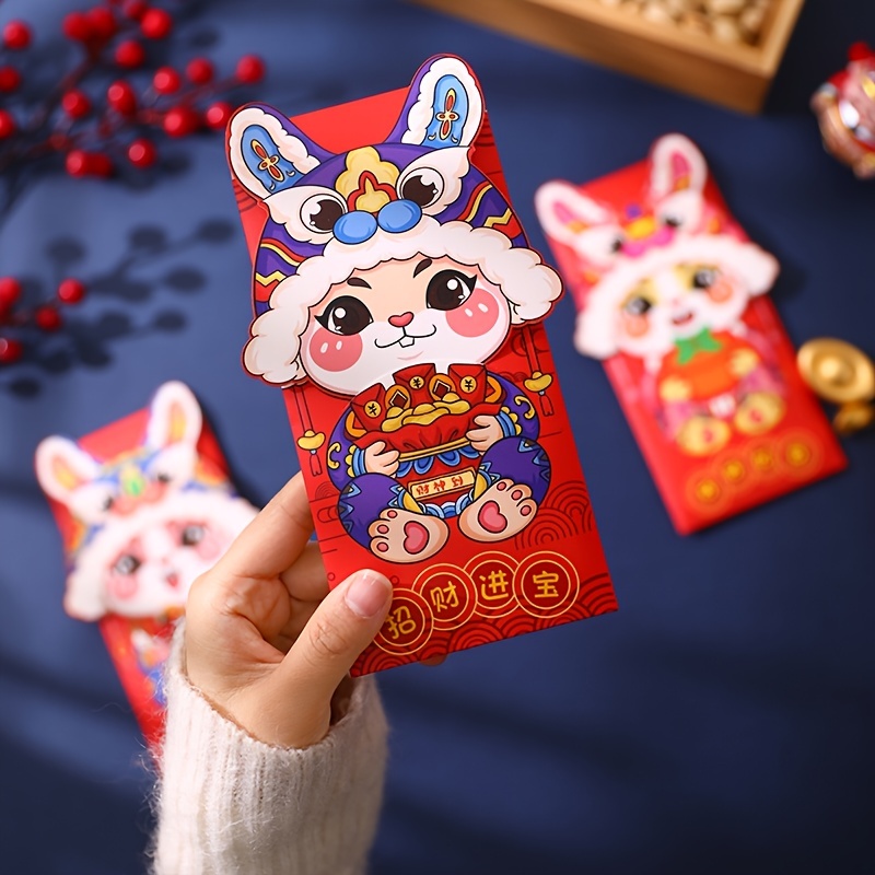 1/6pcs Folding Red Envelopes For 2023 Chinese New Year Cartoon Rabbit Red  Card Money Packets Lucky Money Gift Cash Packets - AliExpress