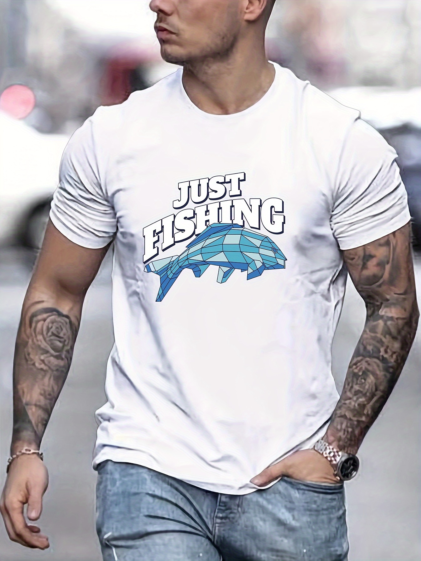 Fishing Print T Shirt Tees Men Casual Short Sleeve T shirt - Temu