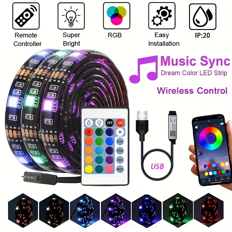 ALED LIGHT Bluetooth Controller, Wireless Bluetooth LED Strip Light  Controller with 40 Keys IR Remote Control for RGB Band Lights Smart Phone  APP