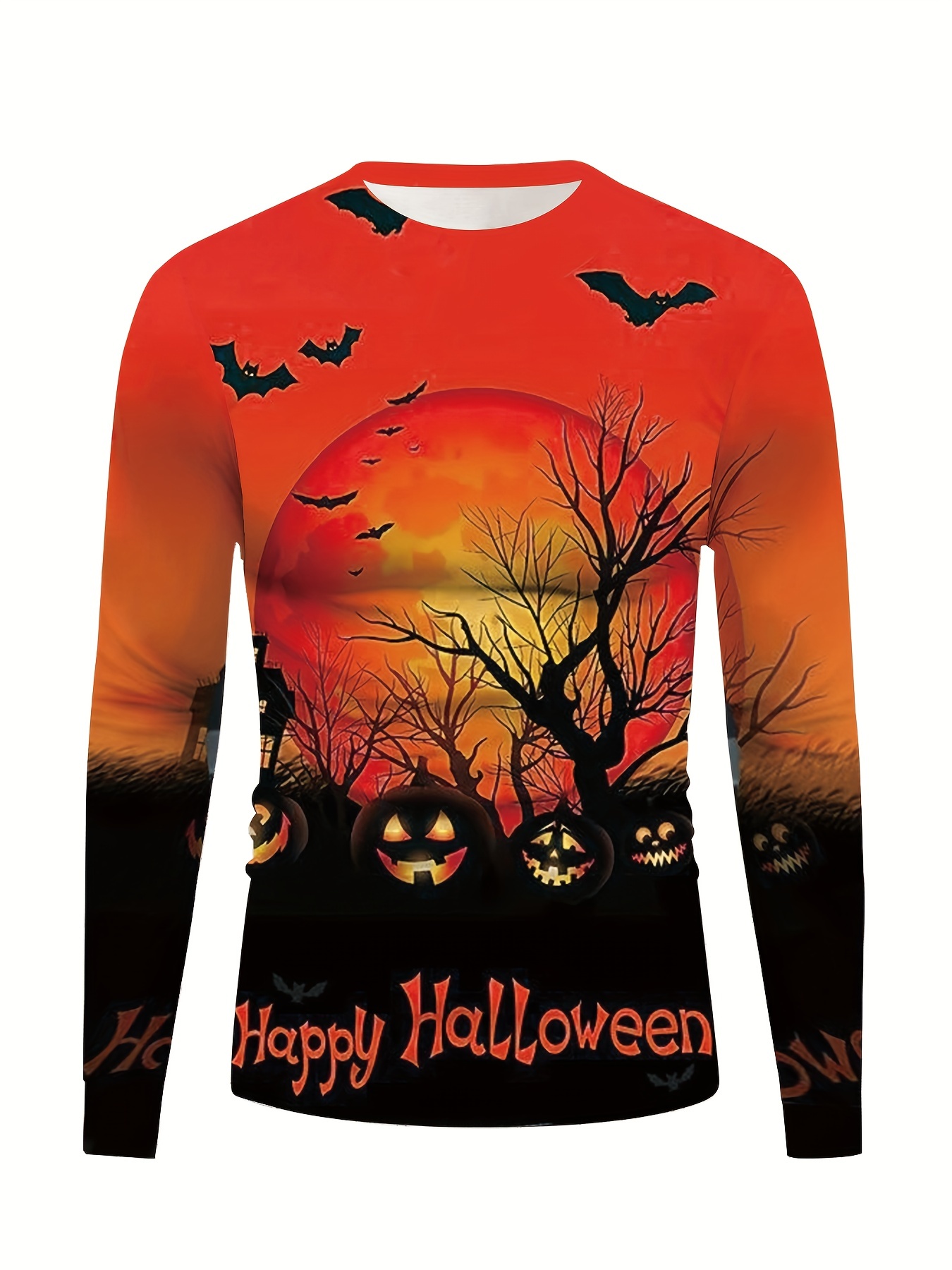 Buy Mens Halloween T-Shirt,Crew Neck Long Sleeve 3D Printed