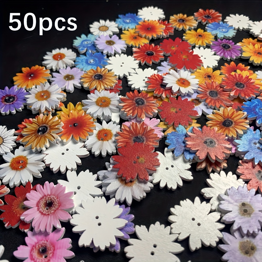 TEMU 30/50/100pcs Buttons For Crafts 25mm Decorative Flowers Buttons With Holes For Diy Sewing Crafts Knitting Clothes Scrapbooking Embellishments