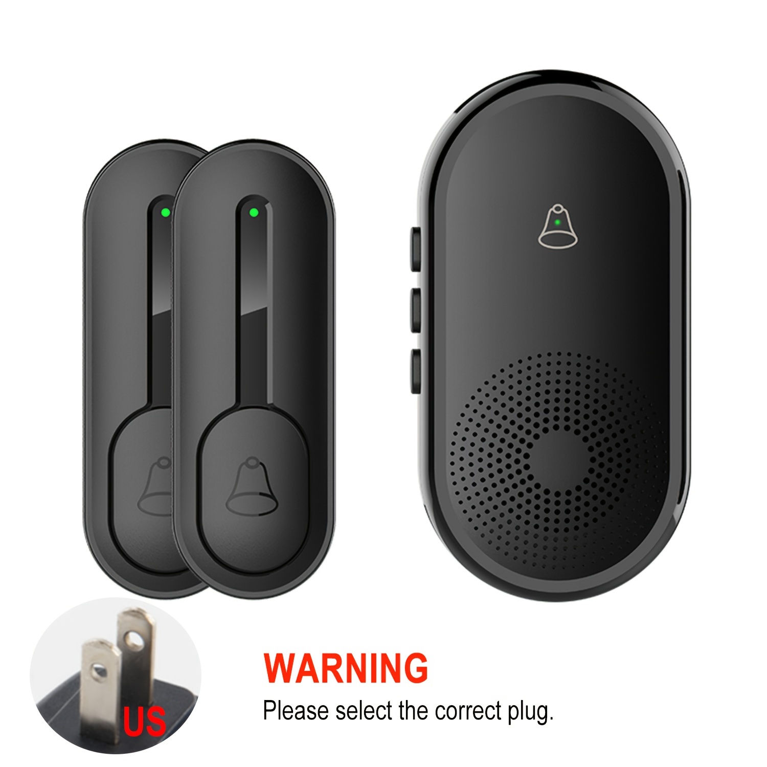 1 set Black Wireless Door Bell, LIKEPAI NEW Mini Waterproof