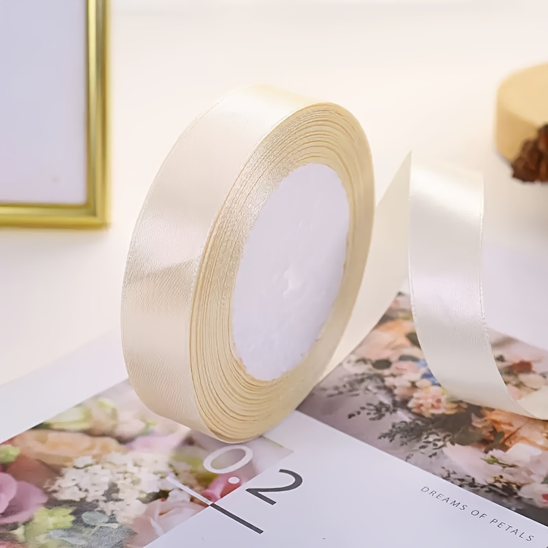 1roll Beige Gift Wrap Ribbon, Minimalist Polyester Ribbon For Party in 2023