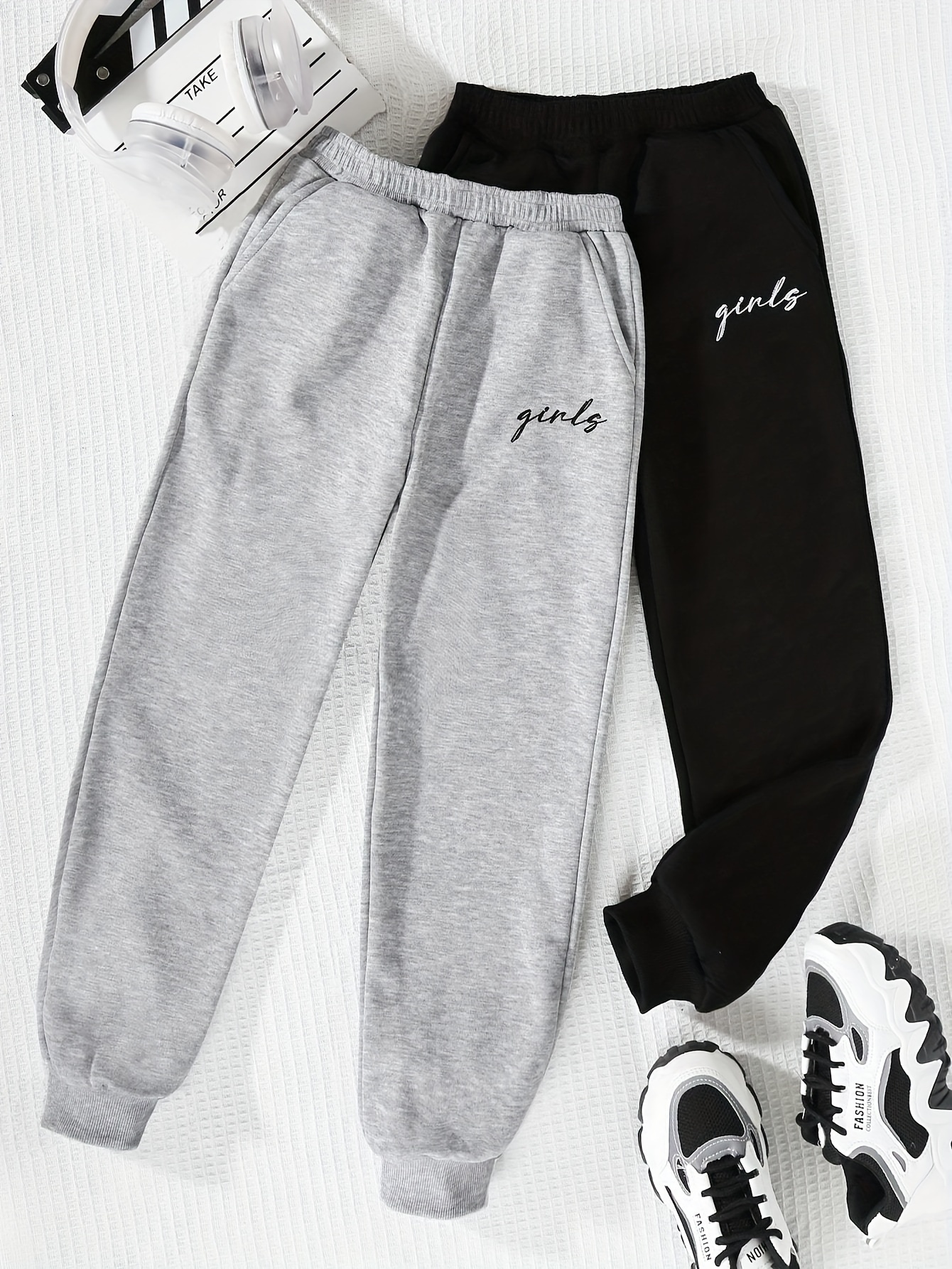 Girls/boys Trend Letter Print Sports Pants Comfortable - Temu