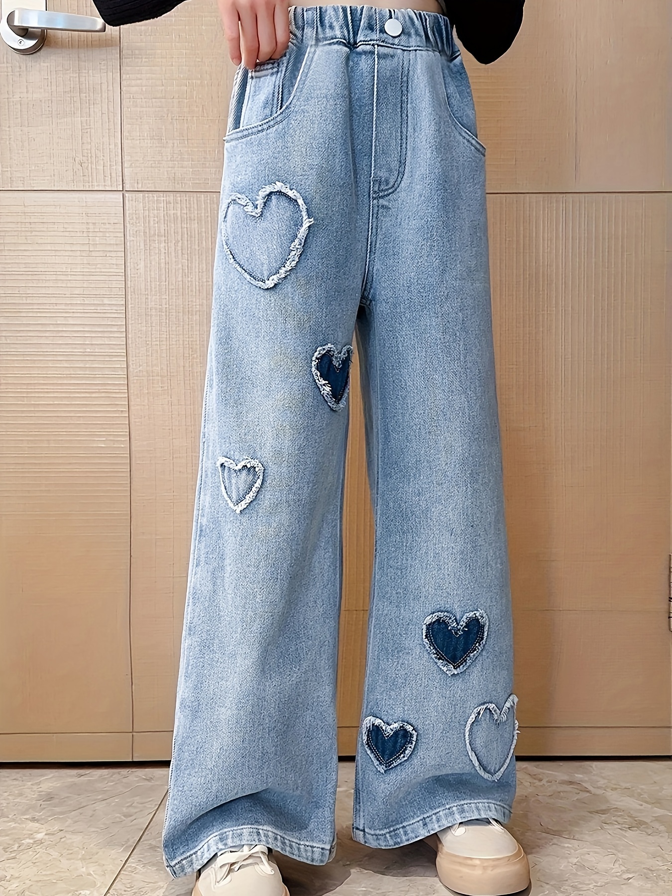 SHEIN Teen Girls Blue Stretchy High Waist Solid Skinny Stacked Denim  Pants,Flap Pocket Cargo Jeans,Casual & Trendy Pants For Spring Summer,Kid's  Denim & Clothing