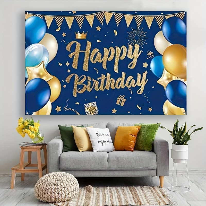 1pc, Pancarta De Feliz Cumpleaños (89.92x179.83cm), Pancarta De Decoración  De Fiesta De Cumpleaños * Marino Para Hombres, Pancarta De Fondo De Feli