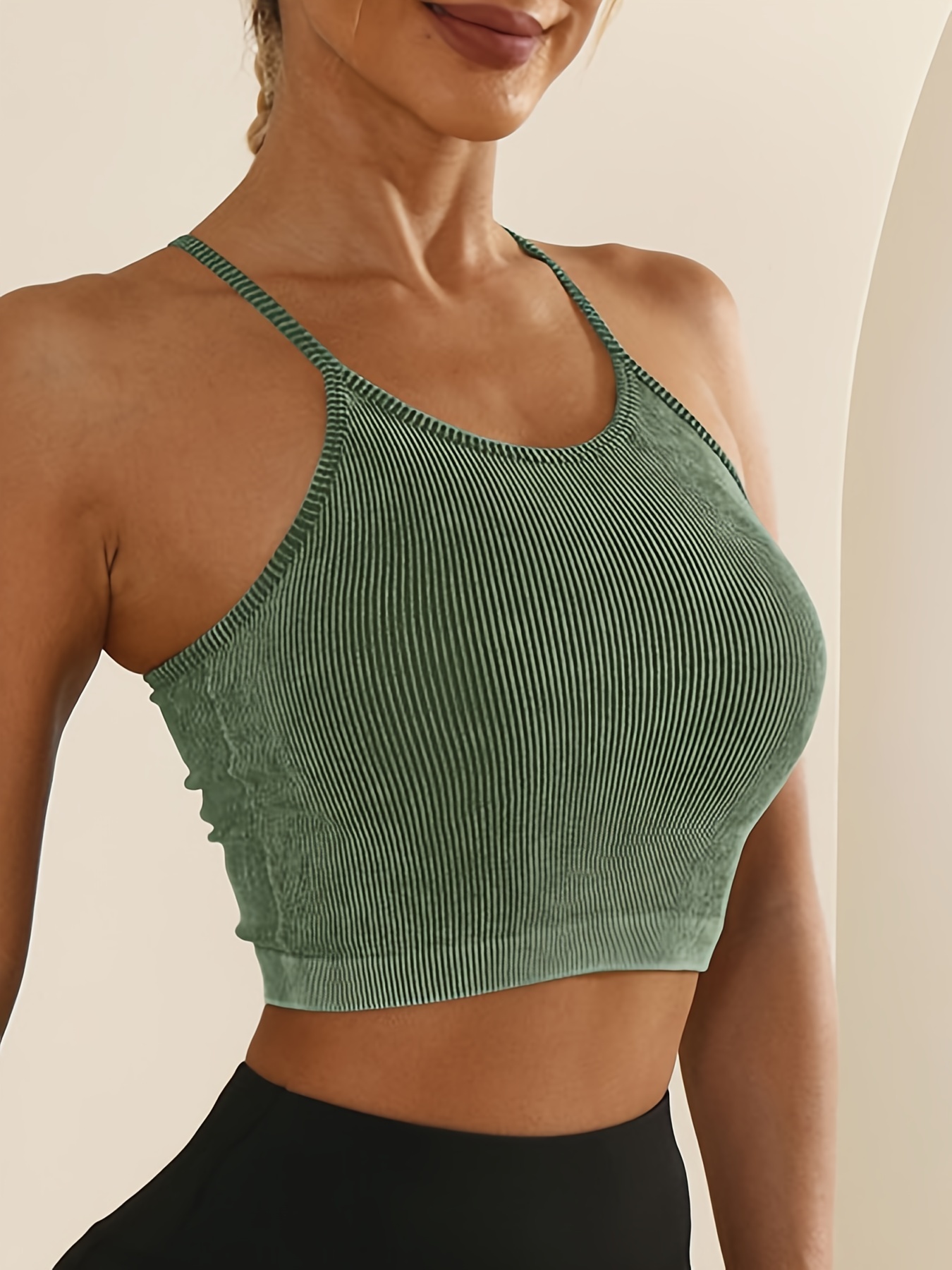 Very Sexy Low Scoop Neck Seamless Stretch Racerback Yoga Tank Top