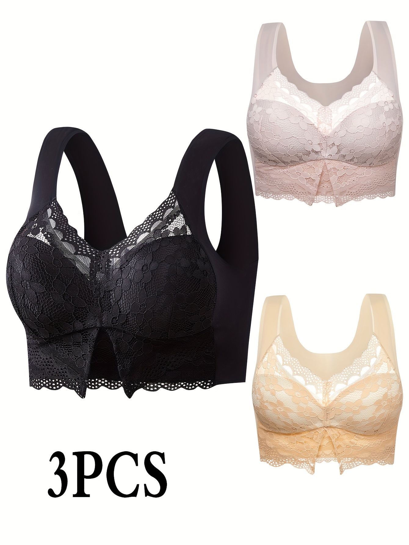 Floral Lace Bralettes Comfy Lightweight Wireless Everyday - Temu Canada