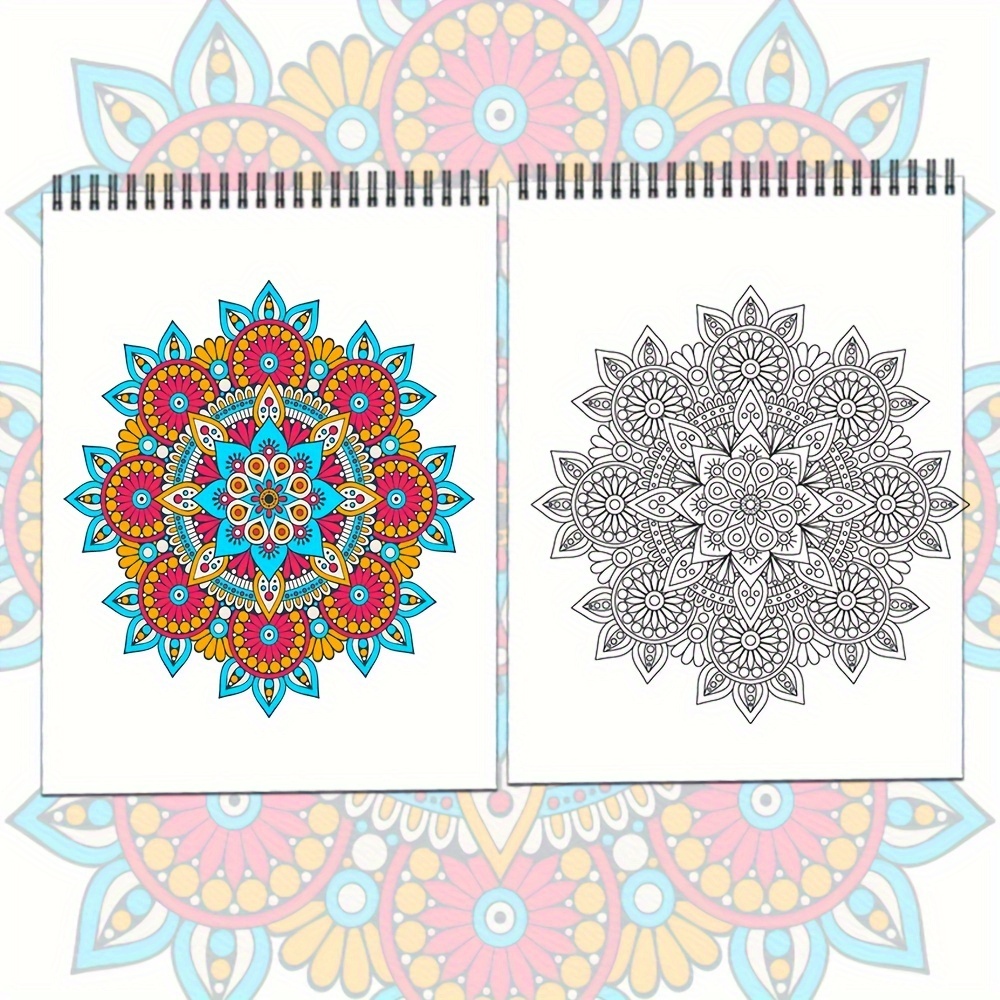 2 Pcs Mandala Coloring Book For Adults, 40 Original Mandalas Patterns, A4  Size, Spiral Bound, One-Sided Printing, Adult Coloring Book For Women, Relax