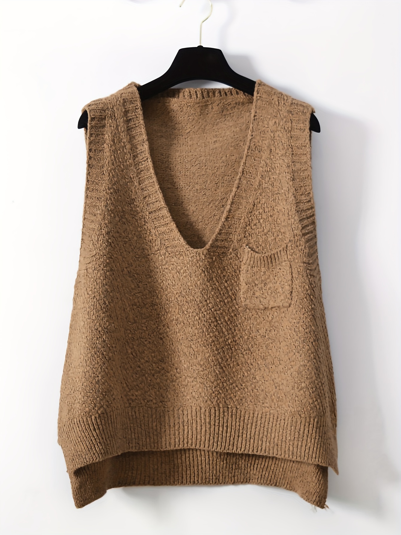 Solid V-neck Sweater Vest, Casual Sweater Vest For Fall &amp; Winter, Women&#39;s Clothing