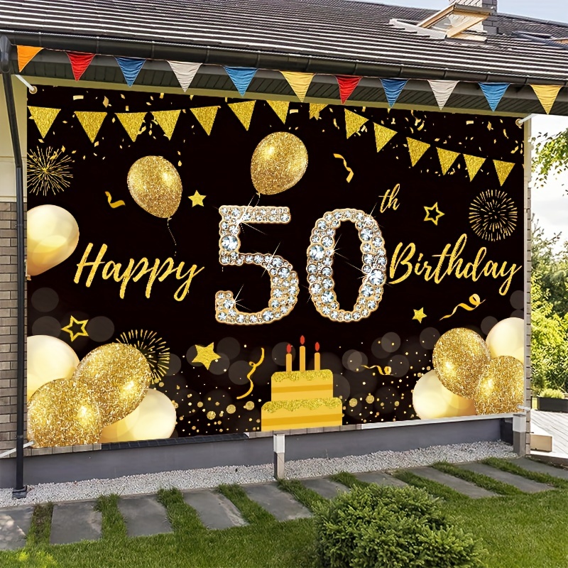 Personalizado a medida 50 cumpleaños Hombre Tema Fiesta de cumpleaños  Evento Póster Banner Impresión Grande de alta calidad Gráfico Cake Table  Decoración -  México