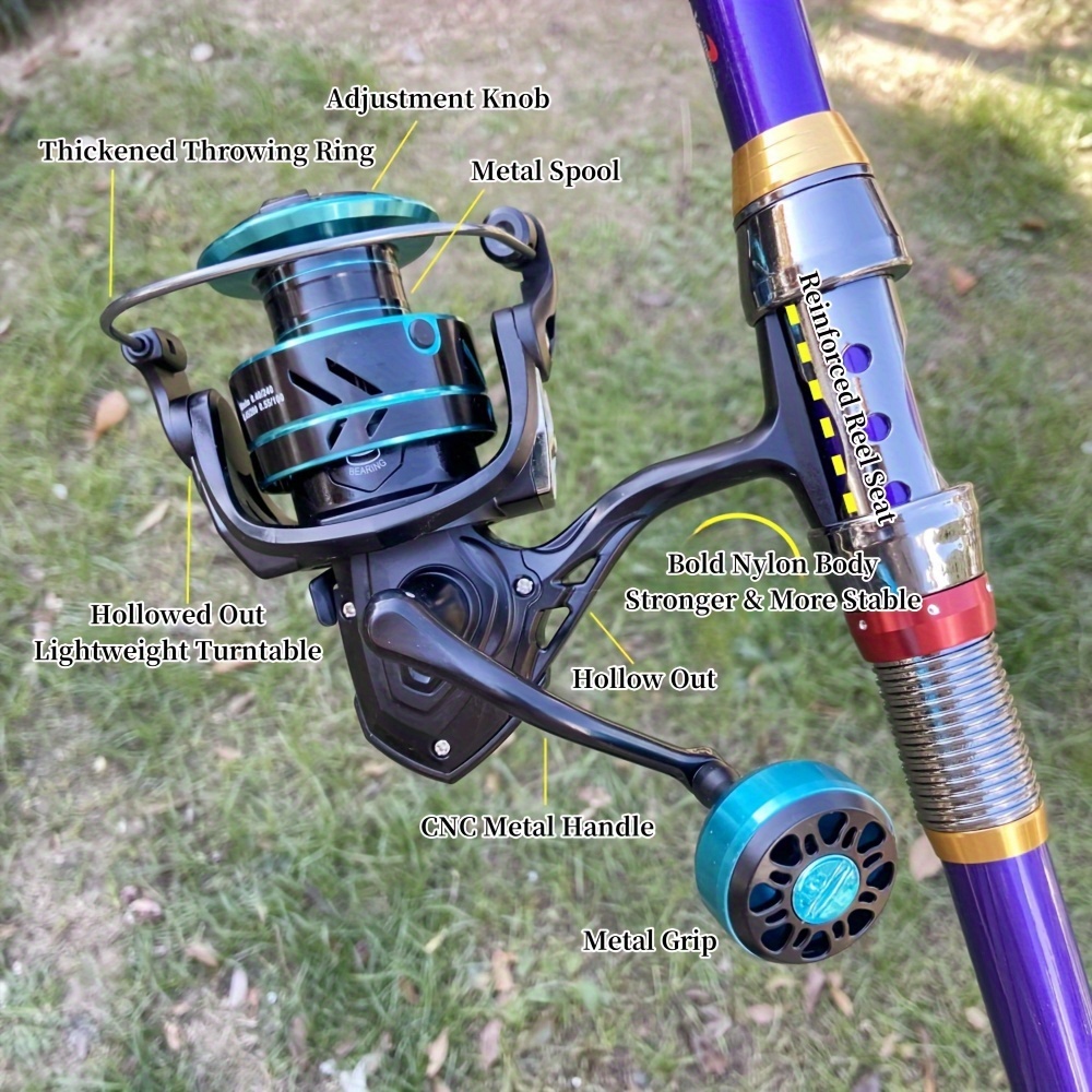 Spinning Fishing Reel, JF5000 Portable Metal Fishing Line Reel
