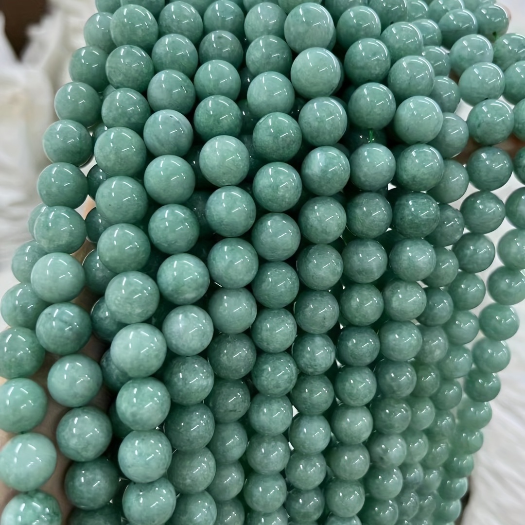 Emerald Jade Color Crystal Jade Round Loose Beads For - Temu