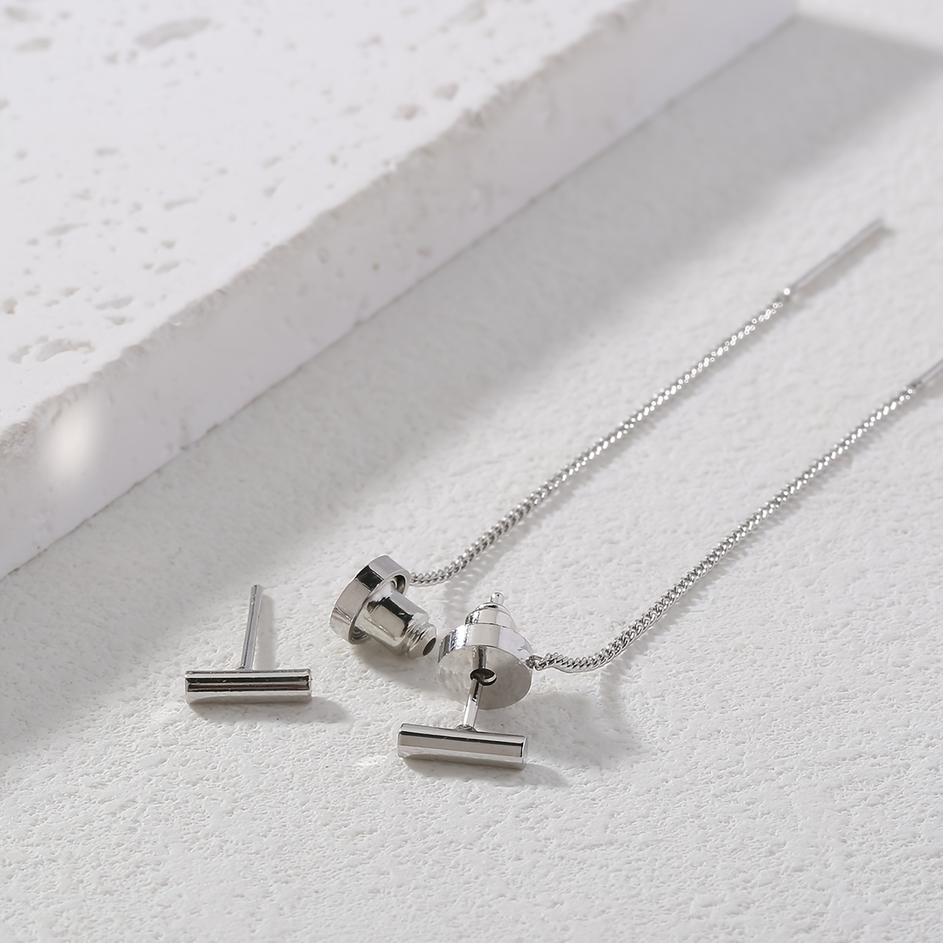 Minimalist Drop Chain Threader Earrings