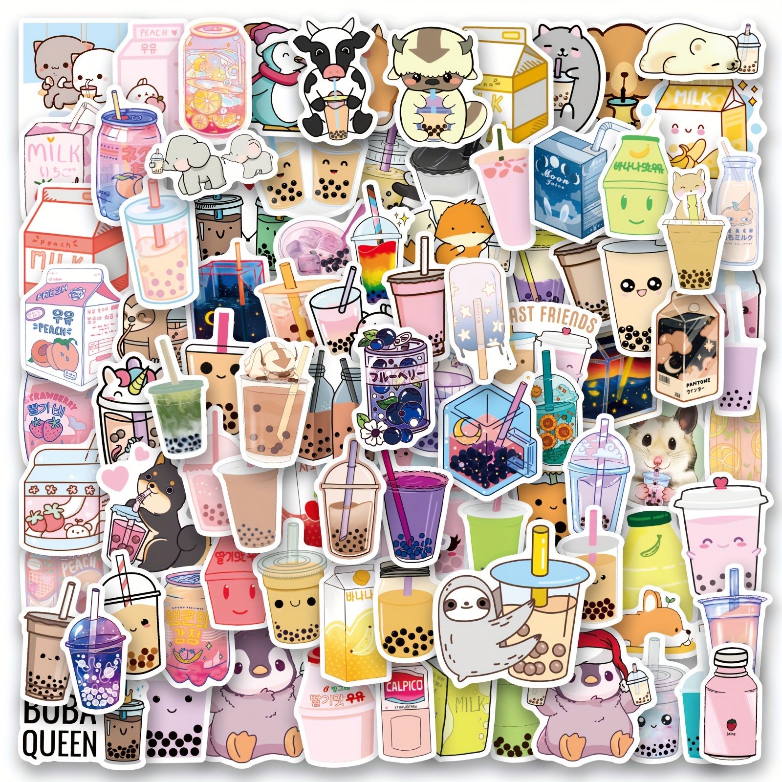 50pcs Boba Tea Stickers Bubble Tea Pearl Milk Tea Stickers, Vinyl Waterproof  Stickers for Laptop,Bumper,Water Bottles,Computer,Phone,Hard hat,Car  Stickers and Decals,Adults Kids Teens for Stickers
