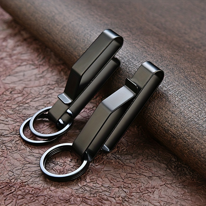 Wisdompro Belt Key Clip, Heavy Duty Stainless Steel Belt Key Holder,  Anti-lost Keychain Holder with 2 Detachable Key Rings for Men