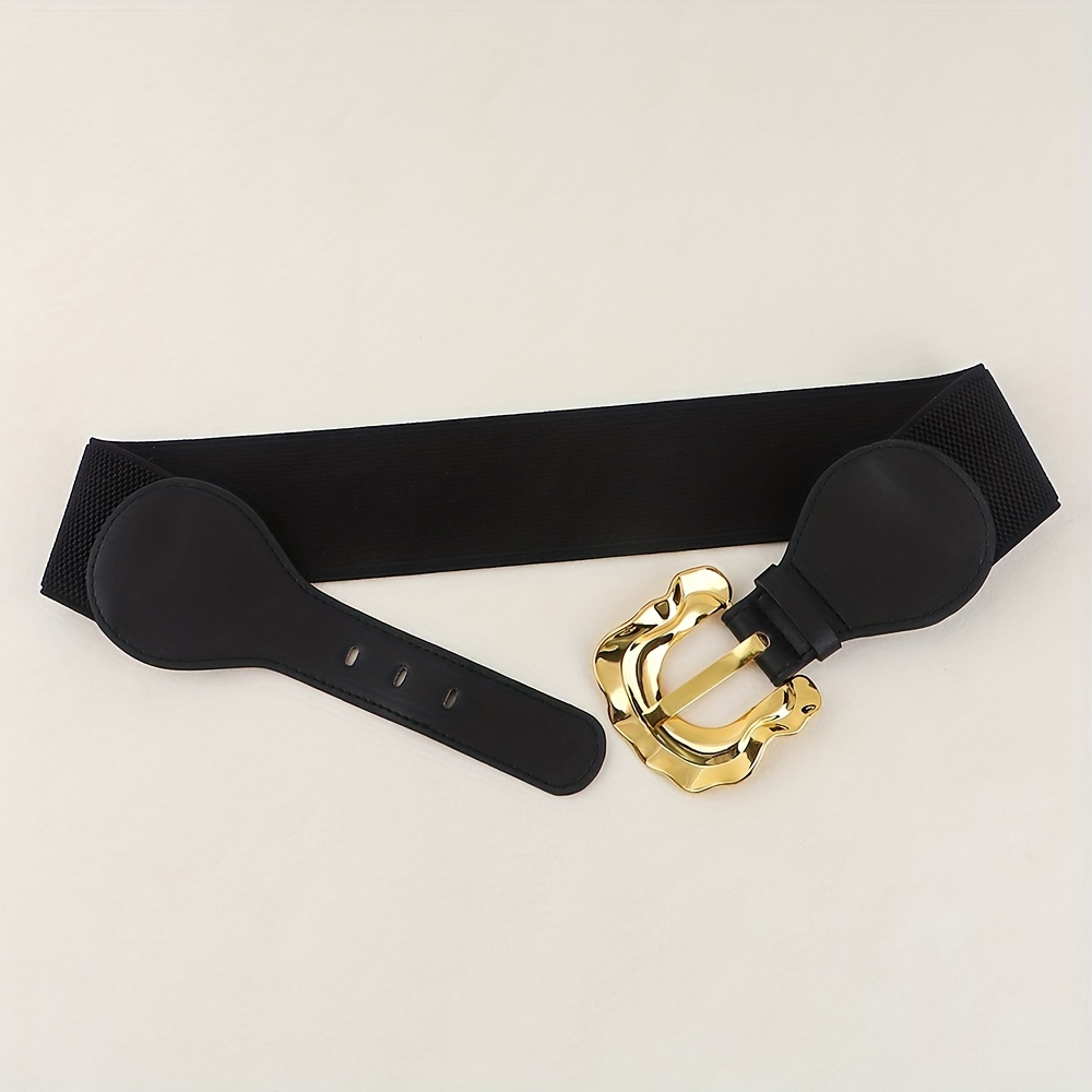 Geometric Wide Belt Elastic Vintage Waistband For Women