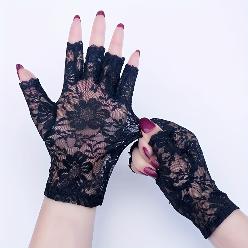 Frauen 1 Paar Fingerlose Handschuhe Blumenspitze, Öse Detail, Band, Fashion  für Alltag, aktuelle Trends, günstig kaufen