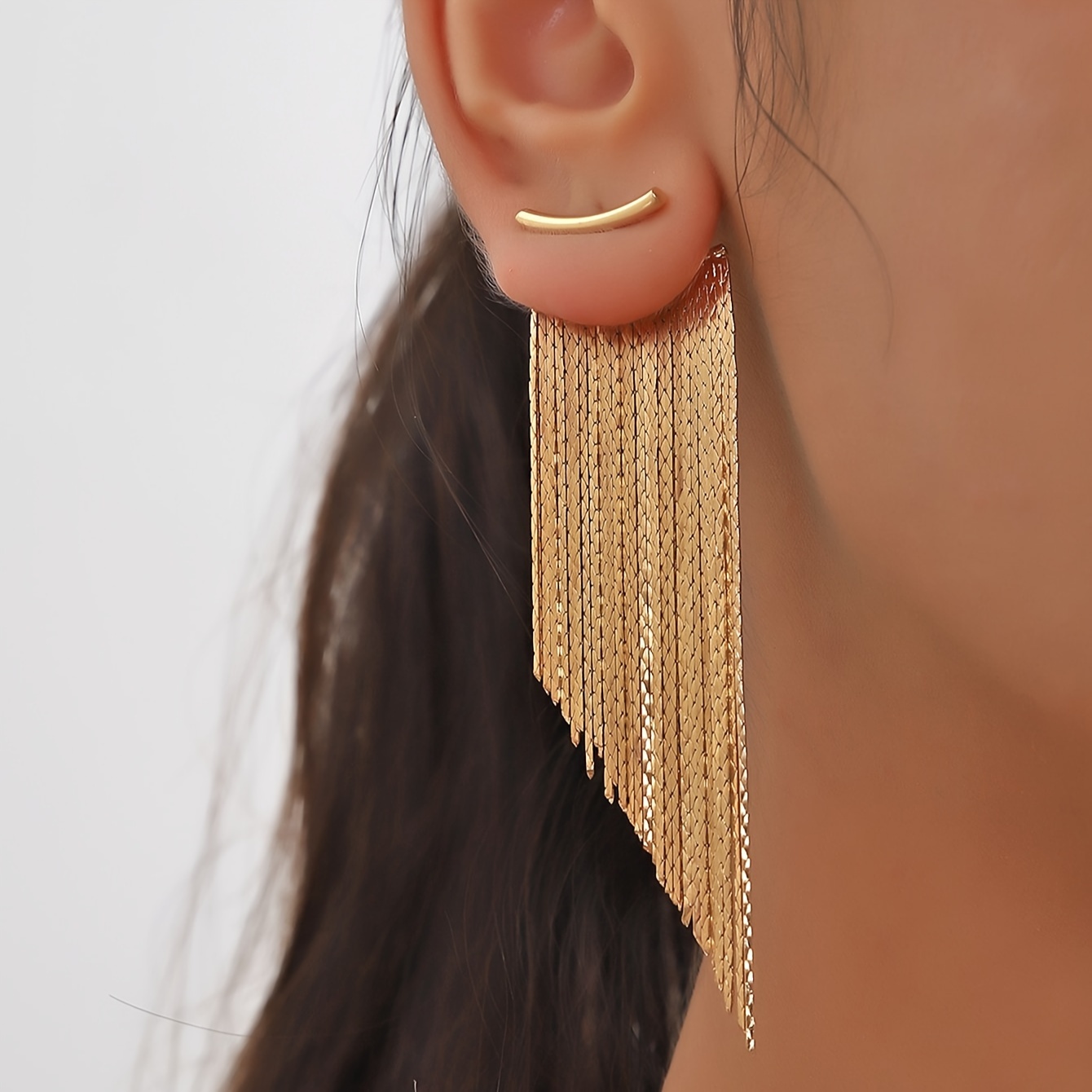metal chain tassel dangle earrings elegant simple style copper 14k gold plated jewelry trendy female ear ornaments details 0