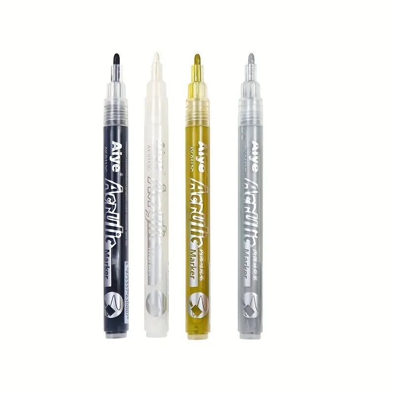 White Acrylic Paint Pen Gold Silver Black For Rock Painting - Temu