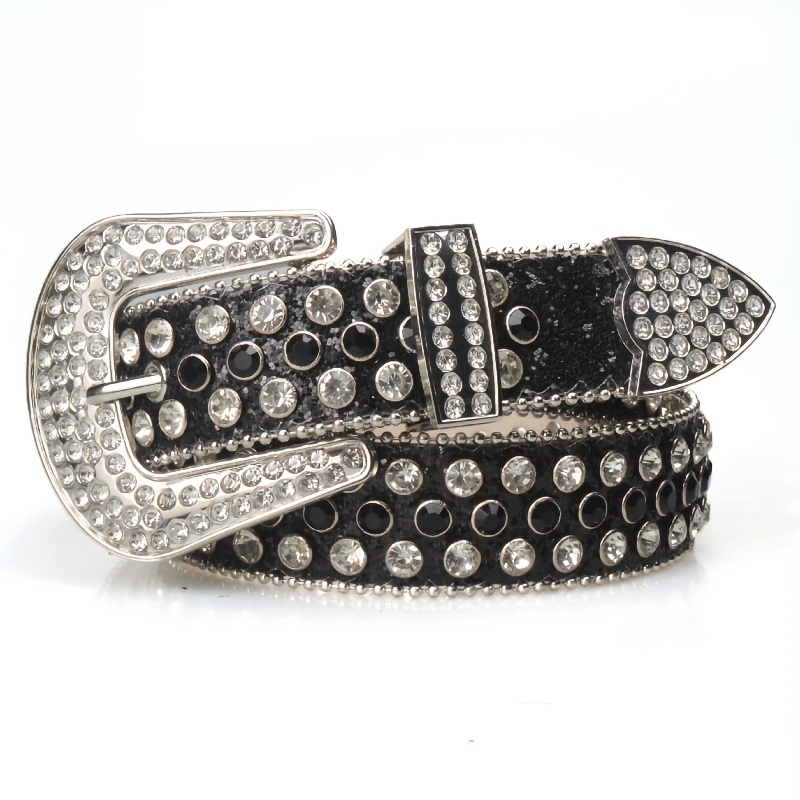 Men's Rhinestone Large Size Leather Belt