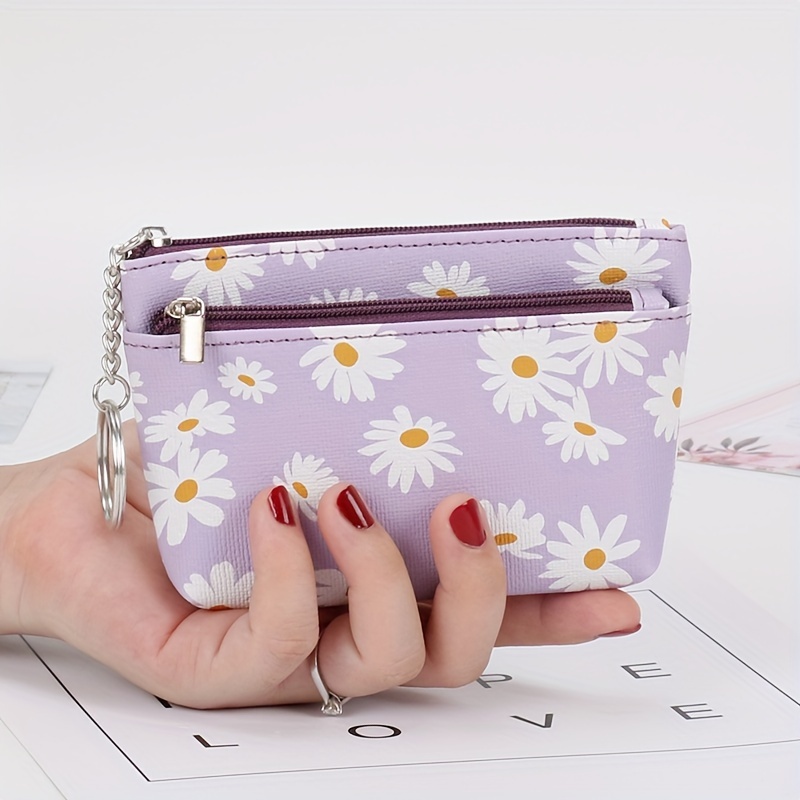 Mini Kawaii Cute Coin Purse Floral Print Credit Card Holder Temu