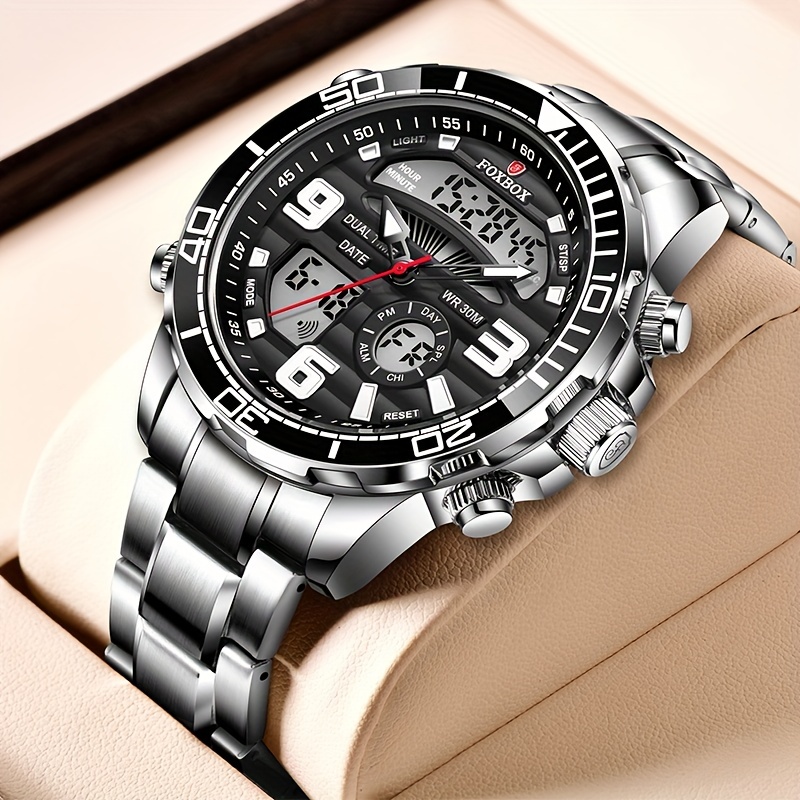 FOXBOX Militäruhren Für Männer Luxus Sport Chronograph Armbanduhr 50M  Wasserdicht Quarz Big Clock Dual Display Male Watch - Temu Switzerland