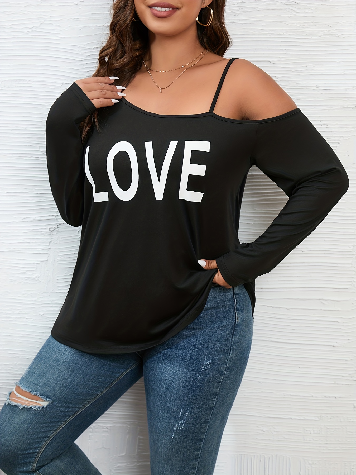 one shoulder loose t shirt