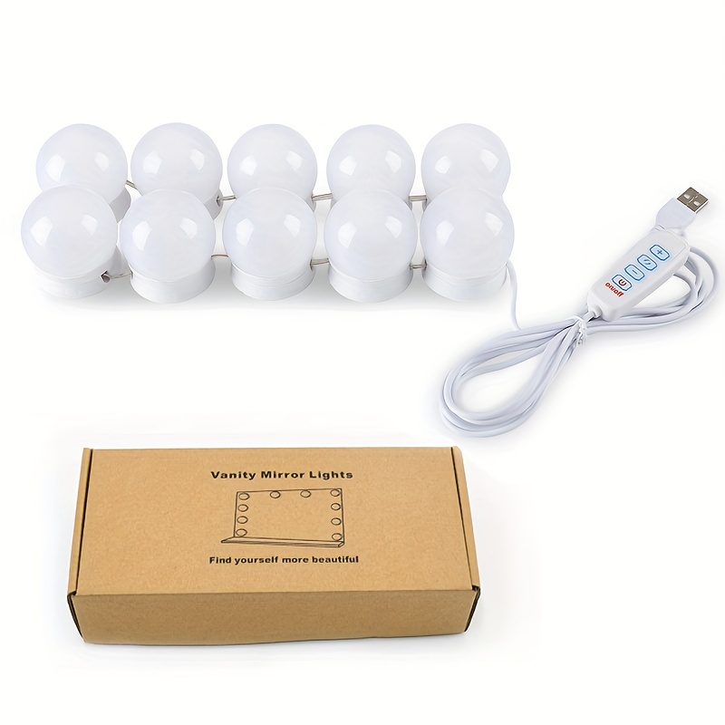 Anpro Luces LED Kit de Espejo con 10 Bombillas regulables,3 Modos