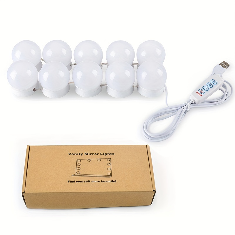 1 Set Luci Per Specchio Per Trucco Led, Luci Led Attaccabili Con 10  Lampadine Dimmerabili