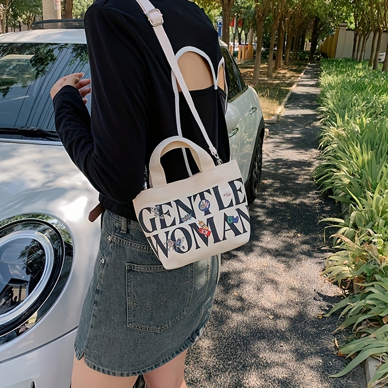 Canvas Crossbody Bag for Women 2023 Korean Girl Student Shoulder Bookbag  Tote Shopper Bags Kawaii Fashion Cloth Female Handbags