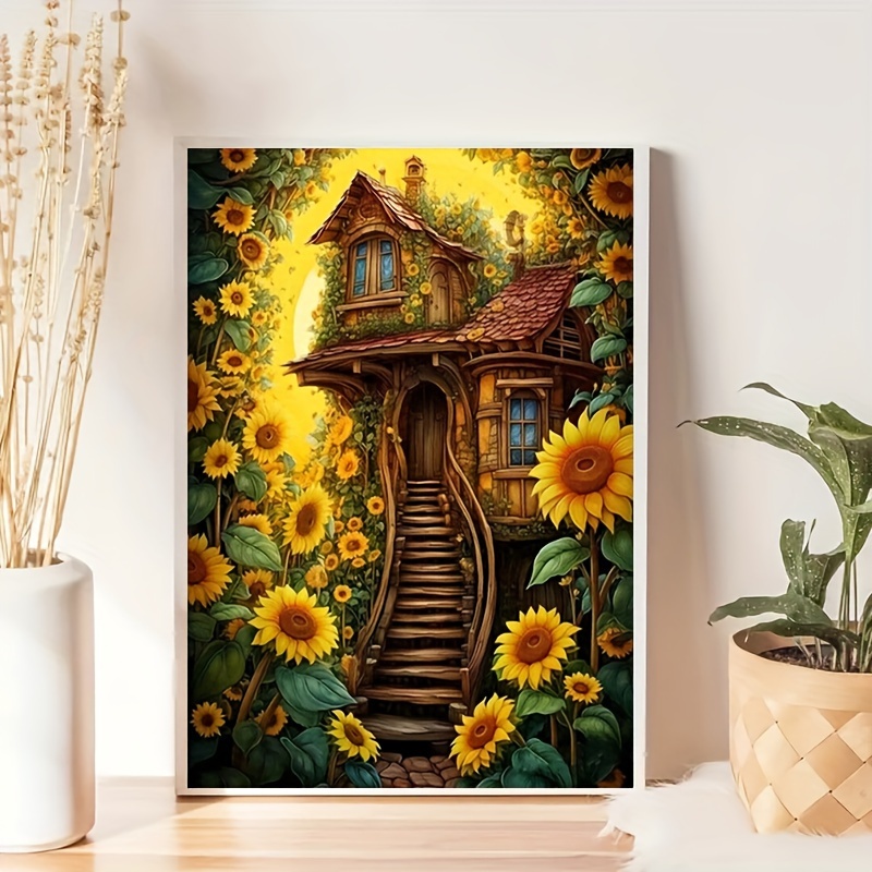 Large Size Frameless Diy 5d Diamond Painting Sunflower - Temu