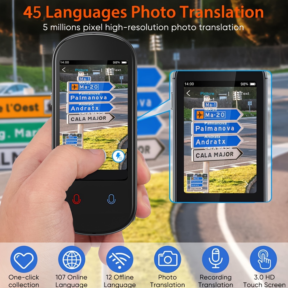  Dispositivo de traductor de idiomas Dispositivo de traductor  instantáneo bidireccional 106 idiomas Soporte de voz y texto y traducción  offline y de fotos, dispositivo de traductor de voz de alta precisión