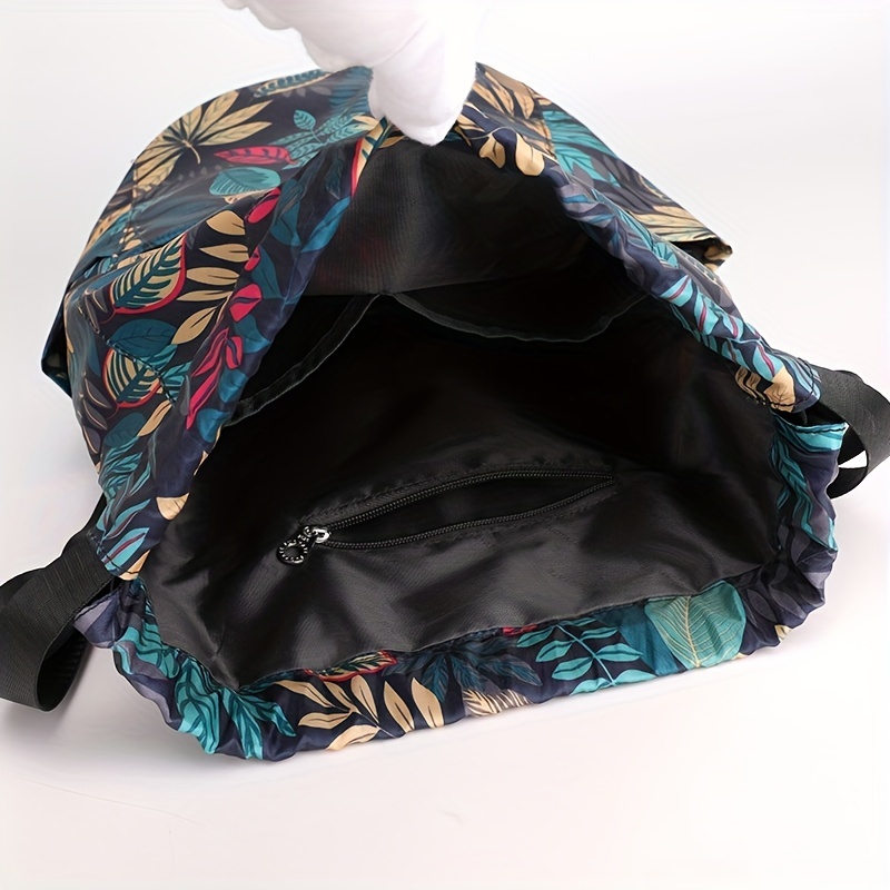Floral Pattern Drawstring Backpack Lightweight Daypack
