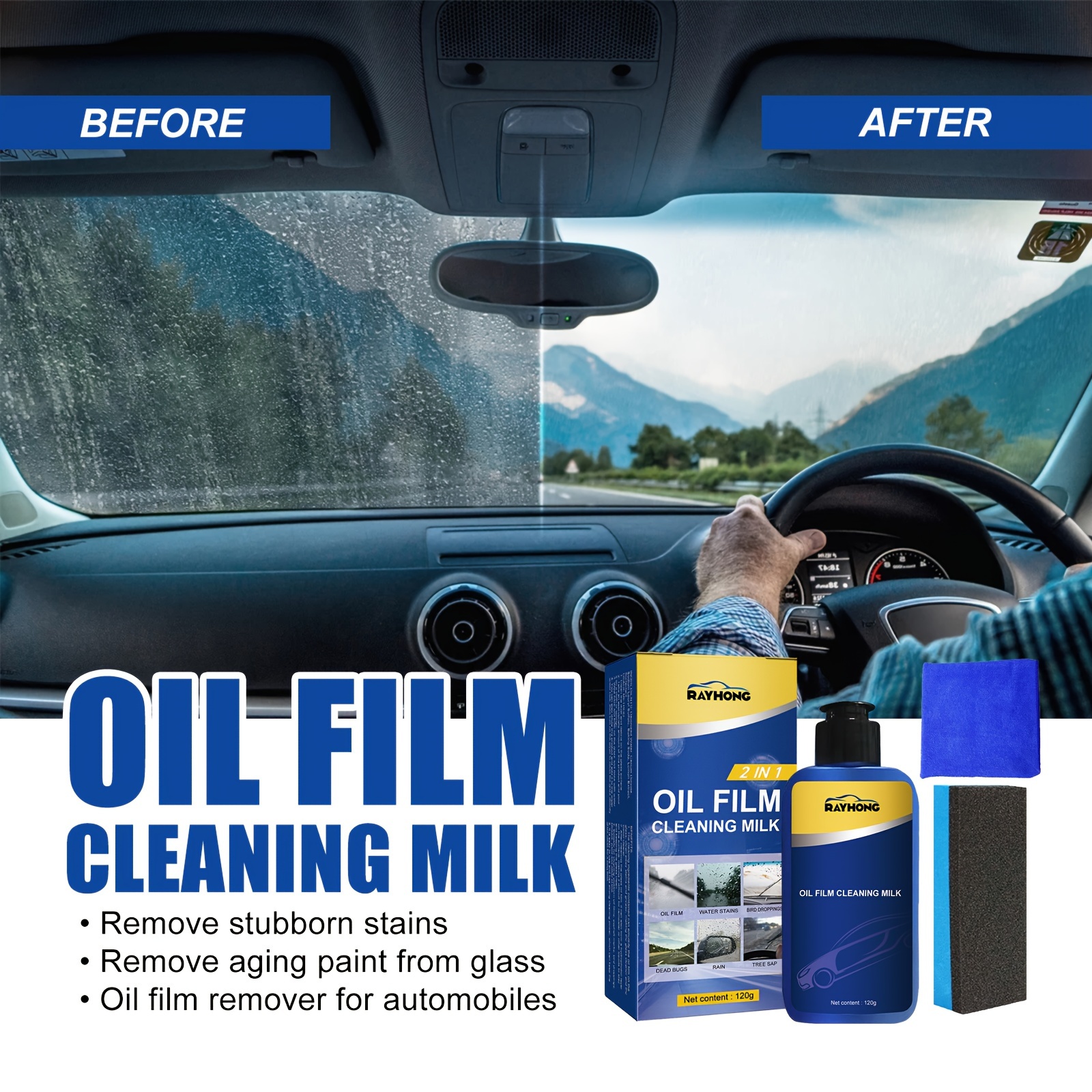 Oil Film Remover For Glass, Car Windshield Cleaner