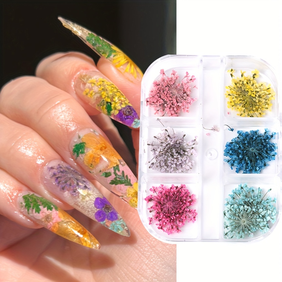 Mix Dried Flowers Nail Decorations jewelry Natural Floral - Temu