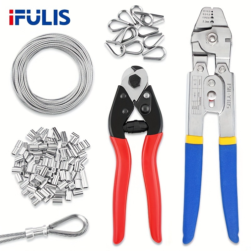 Wire Rope Crimp Fishing Swaging Tool Cable Ferrule Crimps Up To 2.0mm  Aluminum Tube Double Barrel Ferrule Loop Sleeve