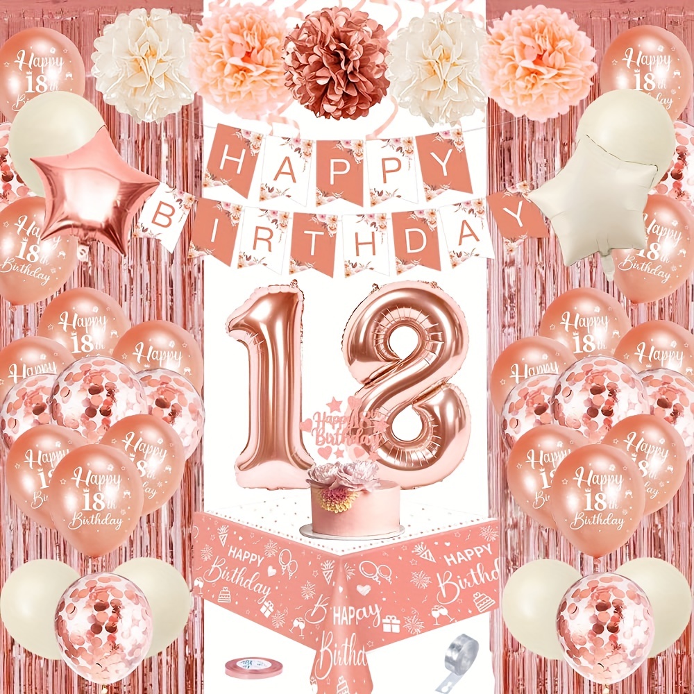 Set Decoración Cumpleaños Número 18 Mujeres Decoraciones - Temu