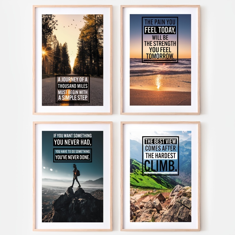 Set of 4 Motivational and Landscape Quotes Posters Unframed 12x8